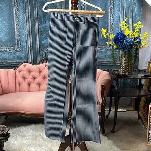 Stretchy striped jeans.  Raw bottom and classy style! Yes!